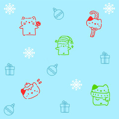Doodle  cat and words pattern ,Cute cats illustration,Vector seamless pattern with cats