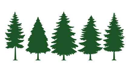 A row of evergreen tree silhouettes in various sizes