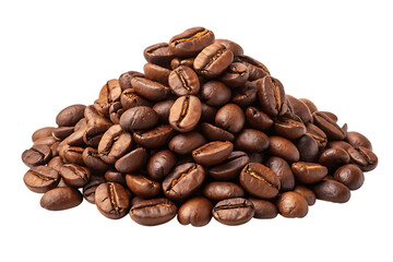 Obraz premium Roasted coffee beans pile isolated on transparent background