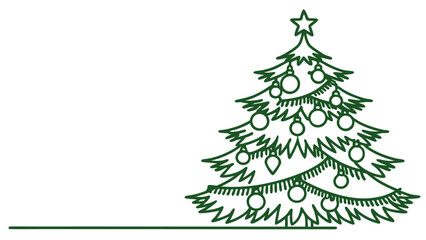 Green christmas tree line art style vector illustration