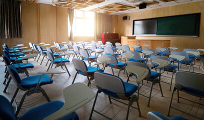 Chairs with boards in the classroom