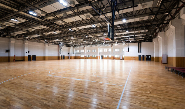 Indoor basketball court of the school