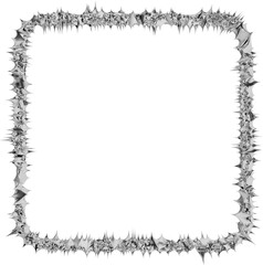 Obraz premium High-resolution illustration of a modern abstract square frame, crafted from gleaming silver metal with a spiky, aggressive texture. Perfect for concepts of containment, strength, or futuristic design