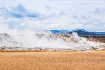 Namafjal Hverir geothermal sulfur field on northern Iceland