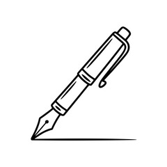 Fototapeta premium Line art illustration of a classic fountain pen