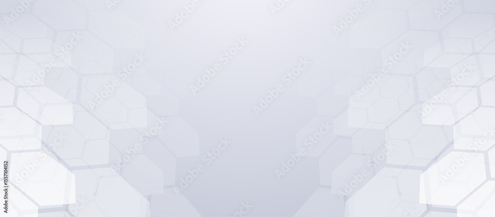 Poster Abstract white geometric hexagon shape technology digital hi tech concept background