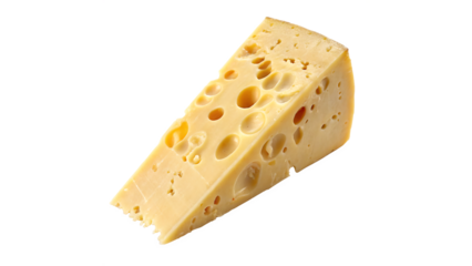 Close-Up of Swiss Cheese Slice with Characteristic Holes and Bright Yellow Color