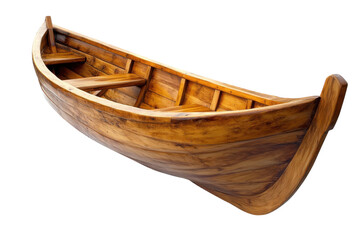 Wooden Boat on Black Background Rustic Rowboat Artistry Nautical Design Fine Wood Grain