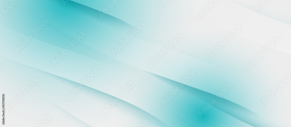 Poster Minimalistic abstract background with blue and white lines and soft blue gradients in light tones