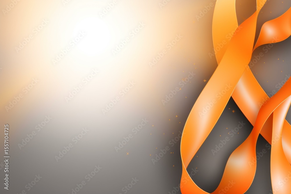 Aufkleber Orange ribbons creating a dynamic and elegant design on a gradient background with subtle sparkles