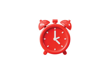 3d Red Classic Alarm clock icon. Minimal cartoon red reminder watch twin bell isolated on white transparent white background. Time management concept. awake morning timer watch reminder. 3d render.