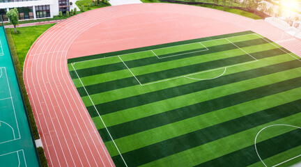 Aerial view of school soccer field