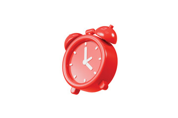 3d Red Classic Alarm clock icon. Minimal cartoon red reminder watch twin bell isolated on white transparent white background. Time management concept. awake morning timer watch reminder. 3d render.