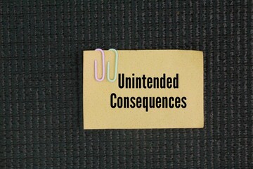 Paper with the word Unintended Consequences. outcomes of an action that were not planned or...