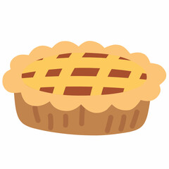 Flat whole pie illustration with lattice crust. Ideal for cozy seasonal or Thanksgiving-themed projects.