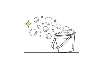 minimalist bucket with bubbles icon thin view