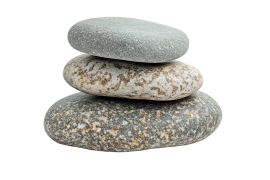 Three Stones Towering Calmly a Zen like Sculpture of Pebbles Against Black Background for Inner