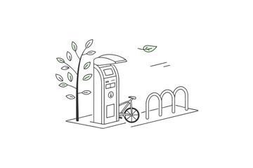 minimalist public bike stand icon design