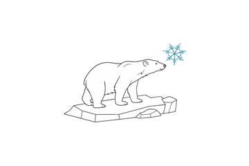 minimalist polar bear on ice icon
