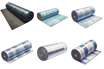 Anime style illustration of Roofing underlayment roll, isolated set
