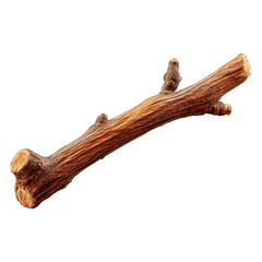 Isolated wooden branch segment, textured surface on black background