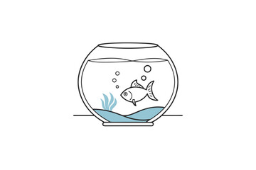 simple fish bowl icon thin black outline