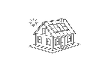 simple solar house panel energy icon