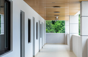 Clean hallway in school building