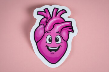 Obraz premium Playful cartoon illustration of a heart character exuding joy and connection on a soft pink backdrop embodying affection and emotional wellbeing captured with clarity