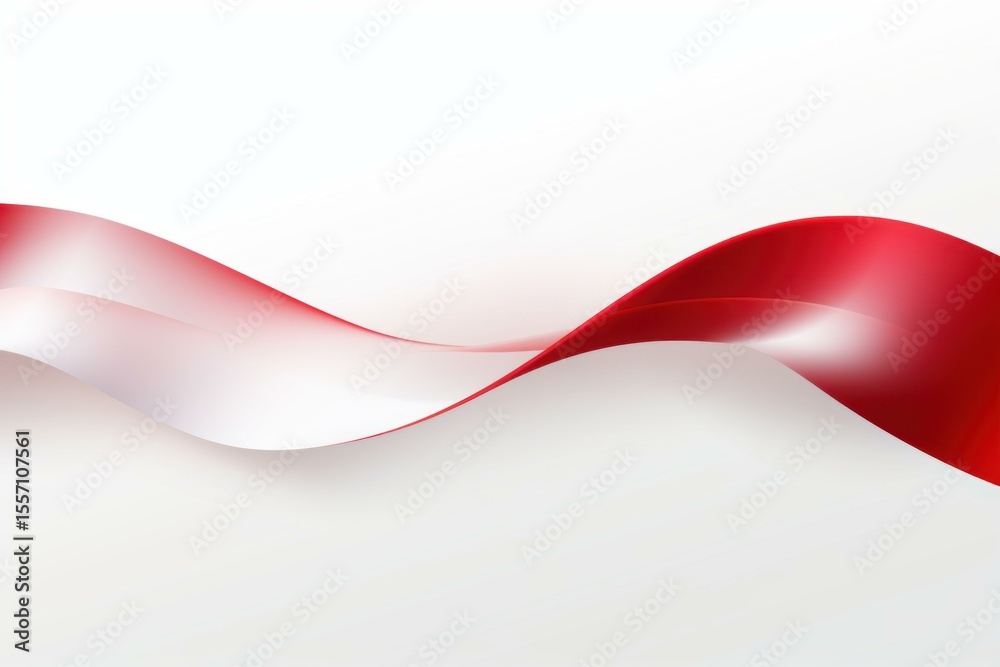 Aufkleber Smooth red ribbon creating a dynamic and elegant wave design on a clean white background