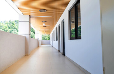 Clean hallway in school building