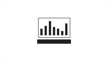 Laptop with trading graph icon simple. growing chart on laptop icon. stock market icon. business and growth chart icon simple.