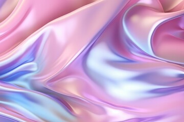 Obraz premium Smooth holographic pastel iridescent fabric flowing and forming elegant curves
