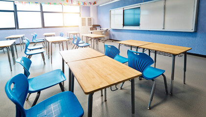 Modern classroom in the school