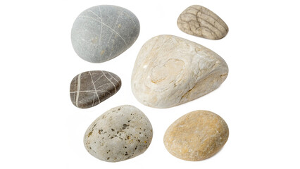different shape of realistic stone set isolated on transparent background
