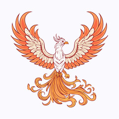 Obraz premium Majestic phoenix soars with vibrant wings, a symbol of rebirth and transformation, perfect for striking brand identity or memorable logo.