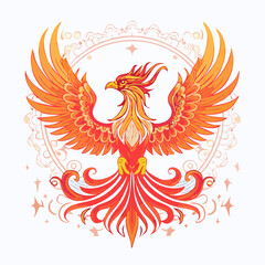 Fototapeta premium Graceful phoenix art with ornate details offers a bold, legendary design, perfect for mythological themed projects and creative logo concepts.