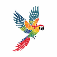 Fototapeta premium Vibrant macaw parrot graphic with colorful plumage, ideal for tropical themes and adaptable for logo or icon design projects.