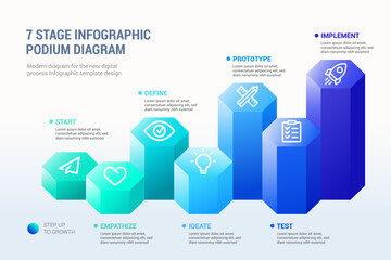 7 Stage Infographic Podium Diagram Modern Presentation Template