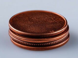 Close-up capture of stacked copper coins showcasing detailed surface texture reflecting subtle light gradients and expressing concepts of value, materiality, and commerce dynamics