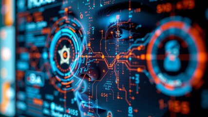 Quantum AI development merges with futuristic digital technology interface showcasing advanced data visualization and processing seamless human - Powered by Adobe