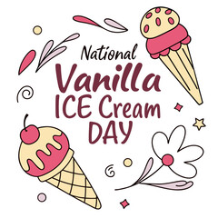 NATIONAL VANILLA ICE CREAM DAY vector illustration