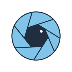 Modern Camera Lens Aperture Iris Icon Flat Design Vector Illustration - Photography Focus Graphic