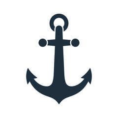 Classic Solid Anchor Nautical Symbol Flat Design Vector Illustration - Marine Stability Graphic