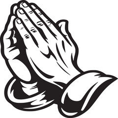 Praying hands vector illustration black and white religious symbol faith hope spirituality clipart graphic design on transparent background silhouette