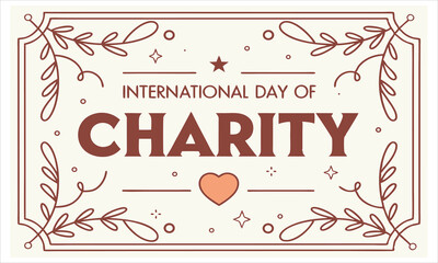 International day of charity celebration with green leaf design and text