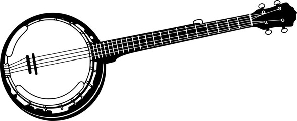 banjo line art silhouette vector illustration
