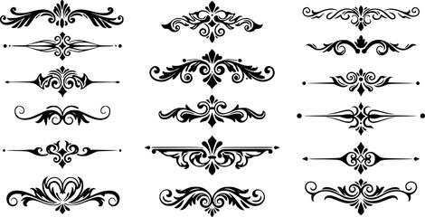 calligraphic ornamental divider collection line art silhouette vector illustration
