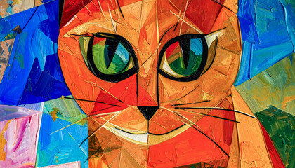 Portrait art of a cat's face