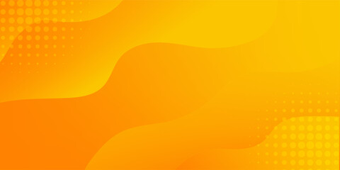 Bright orange-yellow gradient abstract fluid wave background with halftone, modern dynamic wallpaper. Suitable for templates, sales banners, business, ads, web and pages